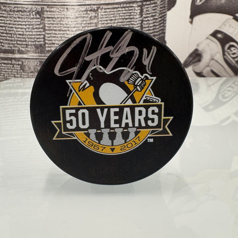 Justin Schultz Autographed 50th Anniversary Penguins Puck