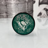Autographed Penguins St. Patrick's Day Puck (Black Puck), Various Players