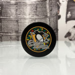 Autographed Penguins Black Hockey History Puck, Various Players
