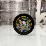 Autographed Penguins Black Hockey History Puck, Various Players