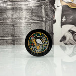 Autographed Penguins Black Hockey History Puck, Various Players