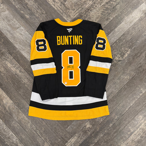 Michael Bunting Autographed Pittsburgh Gold Home Jersey (Fanatics, Includes Highmark Patch)