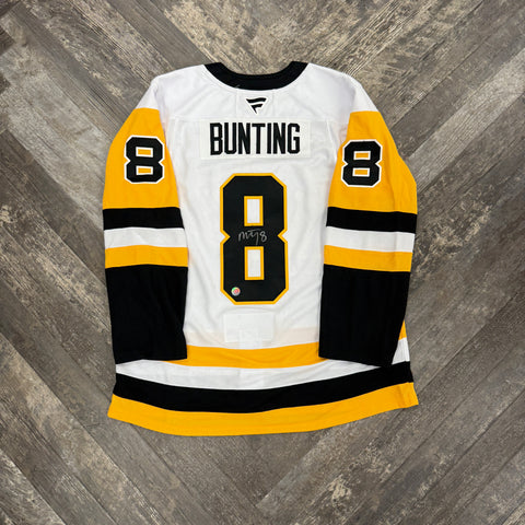 Michael Bunting Autographed Pittsburgh Gold Road Jersey (Fanatics, Includes FNB Patch)