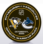 Official Pittsburgh Penguins Warm-Up Puck - PIT vs VAN - October 21, 2025