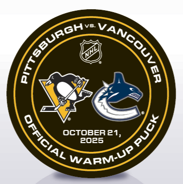 Official Pittsburgh Penguins Warm-Up Puck - PIT vs VAN - October 21, 2025
