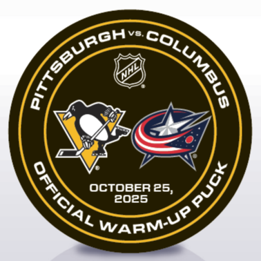 Official Pittsburgh Penguins Warm-Up Puck - PIT vs CBJ - October 25, 2025