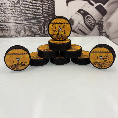 Autographed Penguins Happy Holidays Puck, Various Players