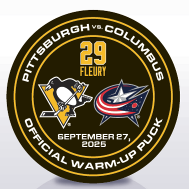 Official Pittsburgh Penguins Warm-Up Puck - September 27, 2025 (with team logos)